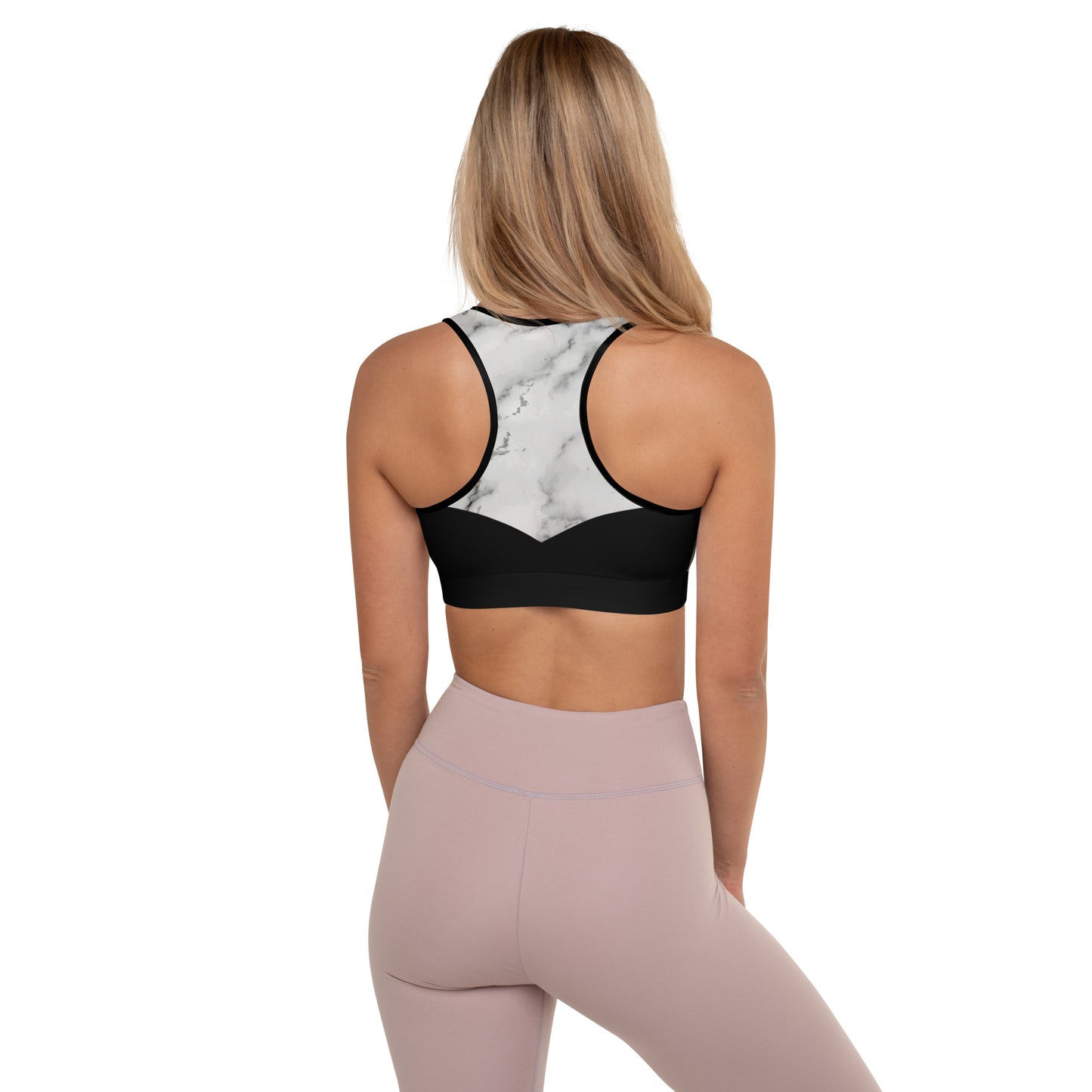 Sports Bra w/Removable Padding // White Marble