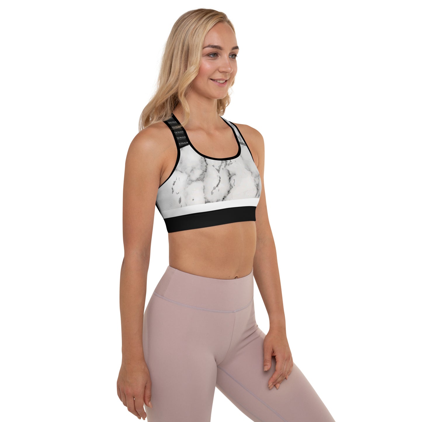 Sports Bra w/Removable Padding // White Marble