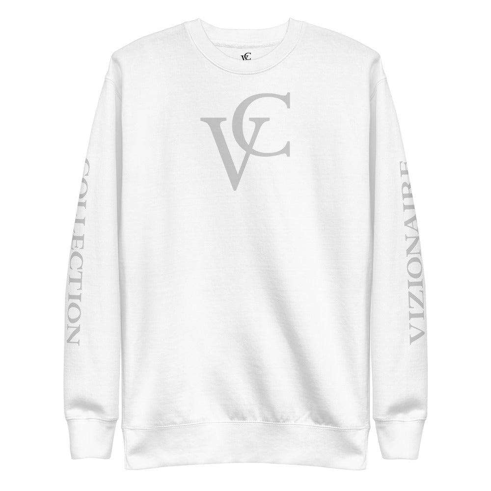 Fleece Crewneck Sweatshirt White // Grey Skies