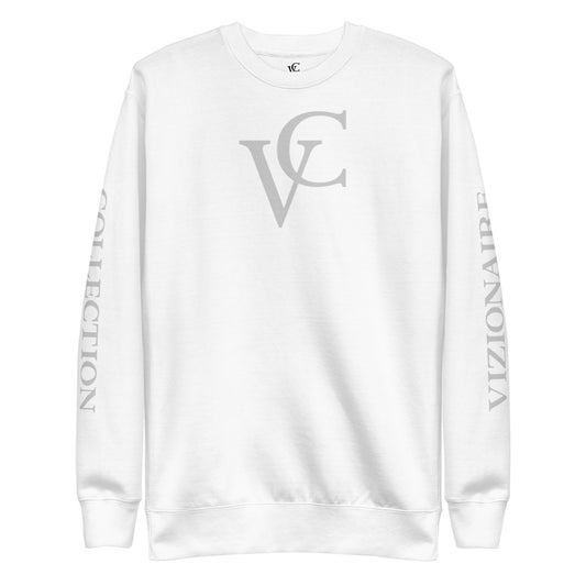 Fleece Crewneck Sweatshirt White // Grey Skies